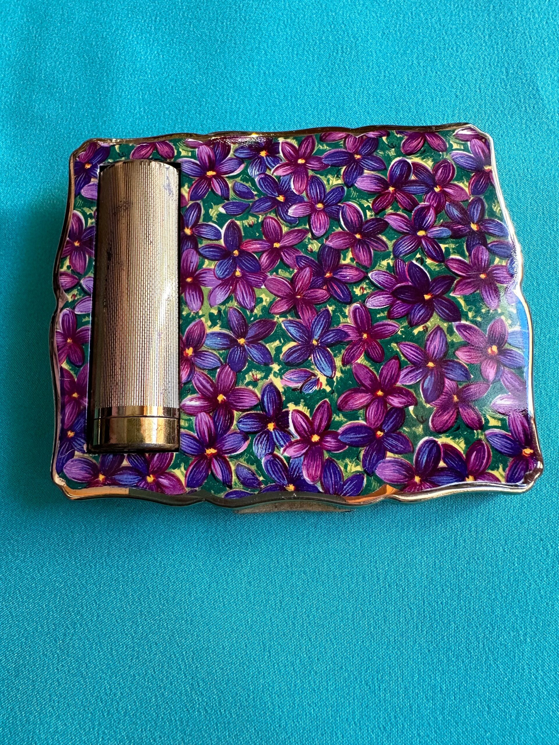 50s Victorian silver powder holder Stratton N1 England/Vintage gold powder mirror lipstick/Lipstik powder compact/Stratton powder holder - immagine 2