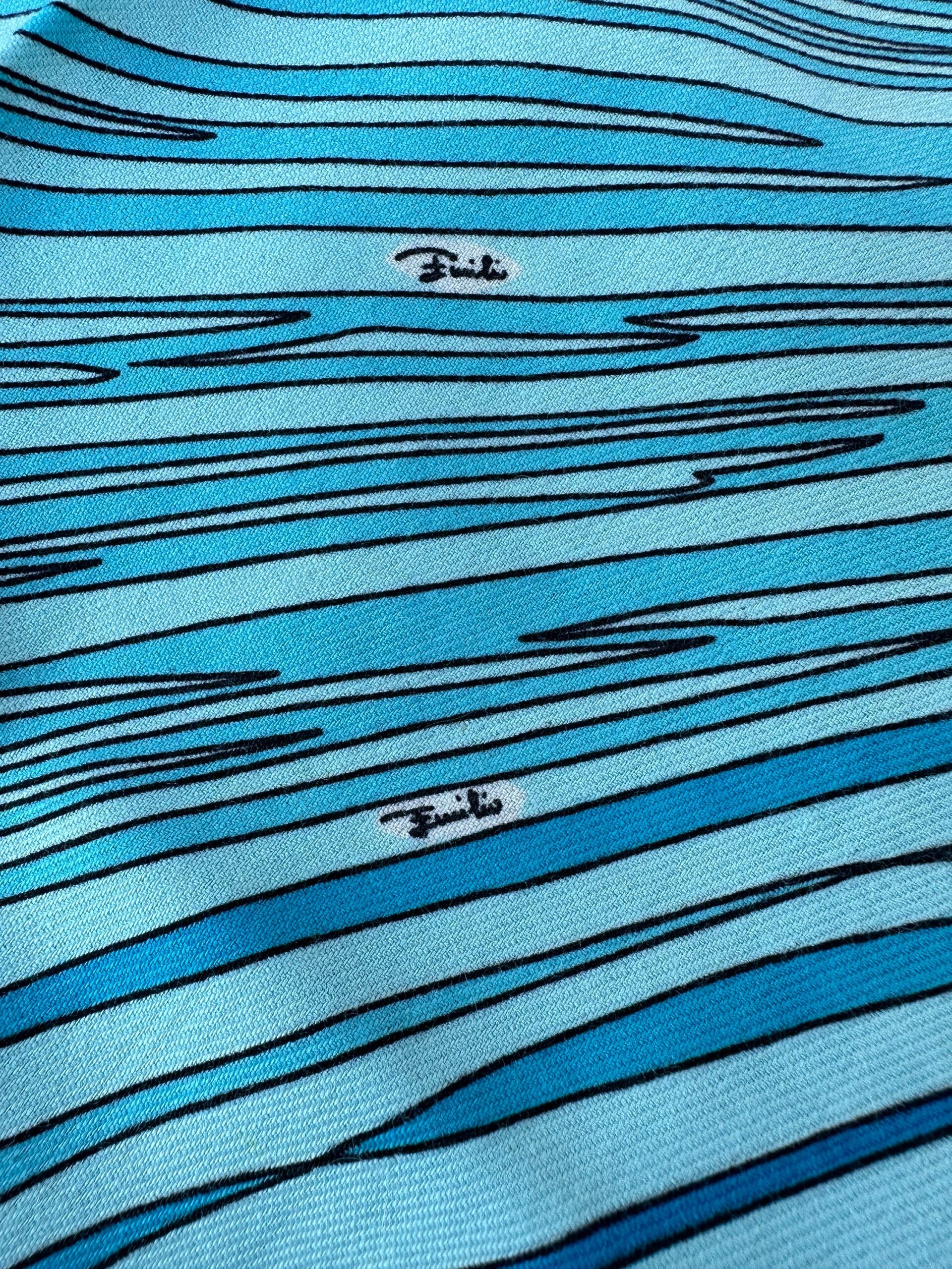 70s Vintage scarf EMILIO PUCCI Florenzia/Blue scarf wool/Rare Design scarf Pucci/Emilio Pucci wool scarf 70s - immagine 9