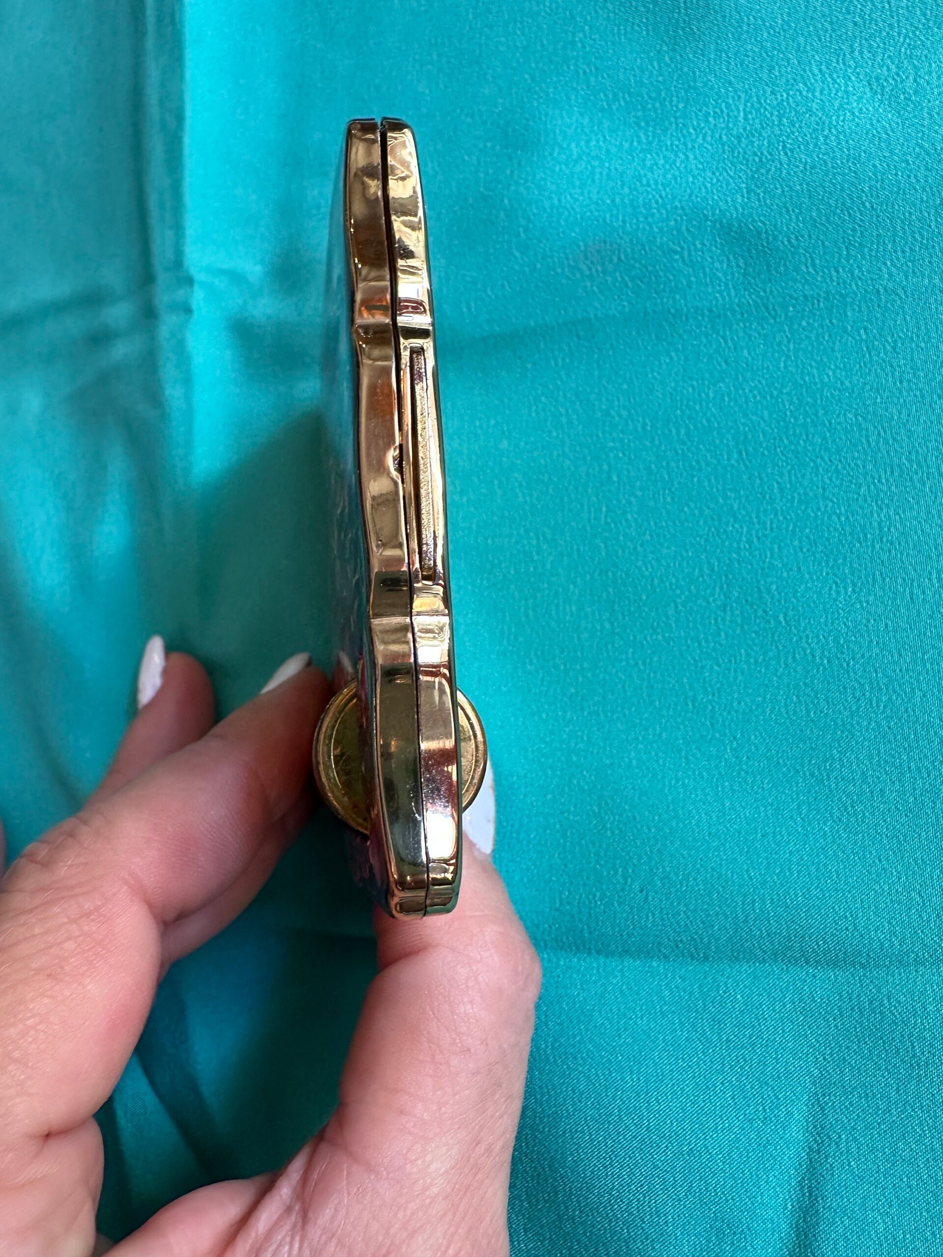 50s Victorian silver powder holder Stratton N1 England/Vintage gold powder mirror lipstick/Lipstik powder compact/Stratton powder holder - immagine 4