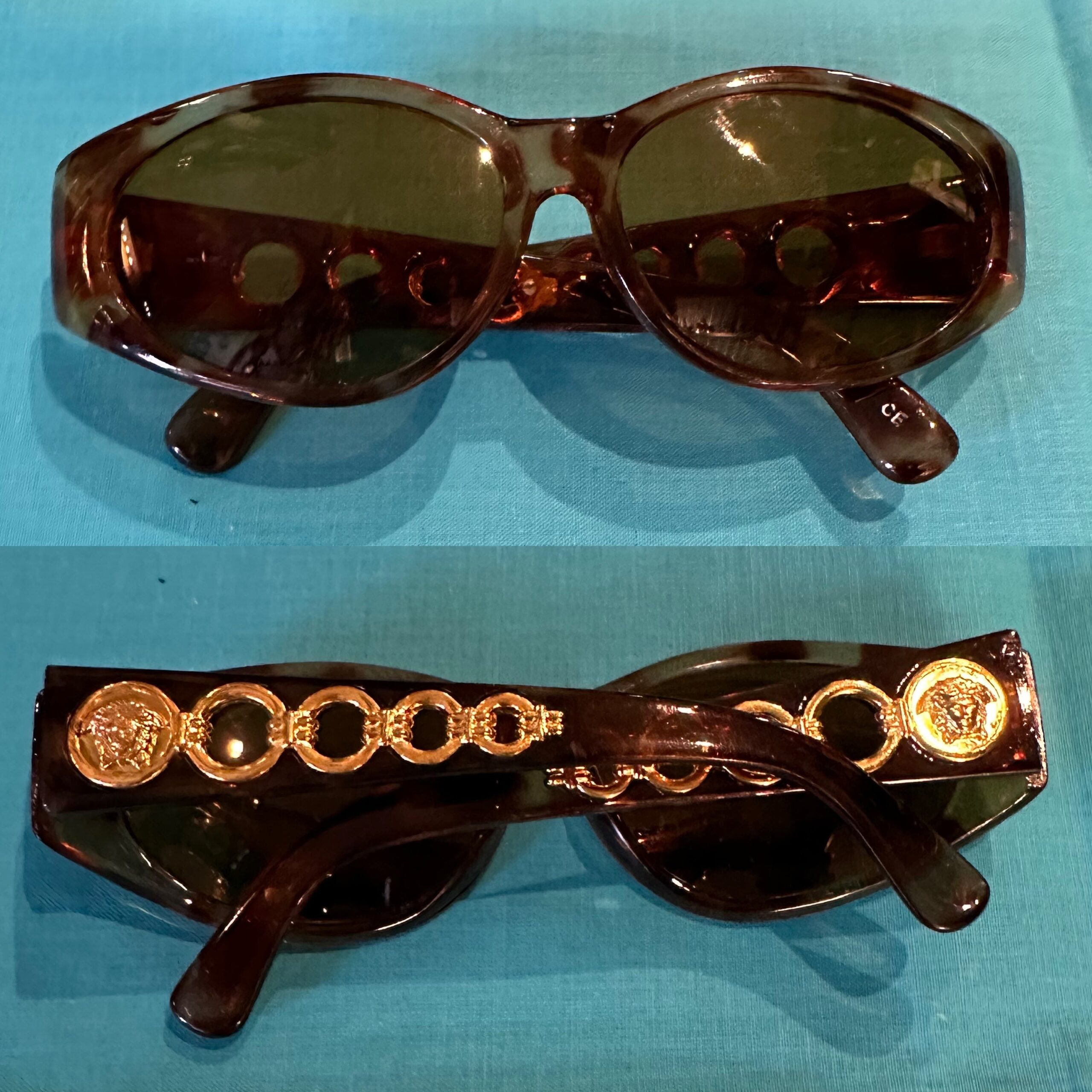 80s Vintage sun glasses Versace Medusa/Versace sunglasses/Design Luxury sun glasses Versace Gold Medusa/Brown glasses Versace - immagine 2