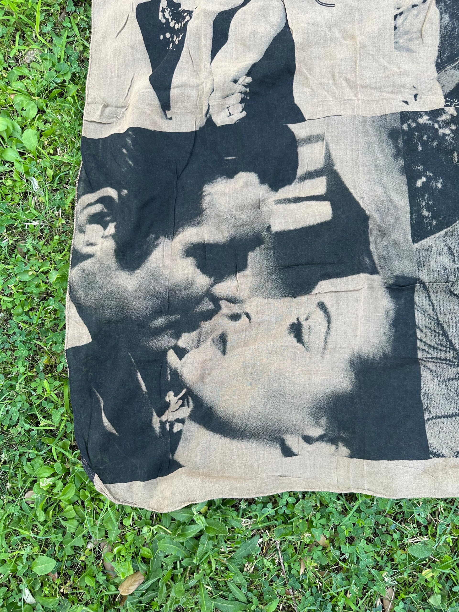 90s Vintage scarf Poster Cinema Oscar/Black beige scarf cotton/Cotton scarf Cinema Oscar - immagine 4