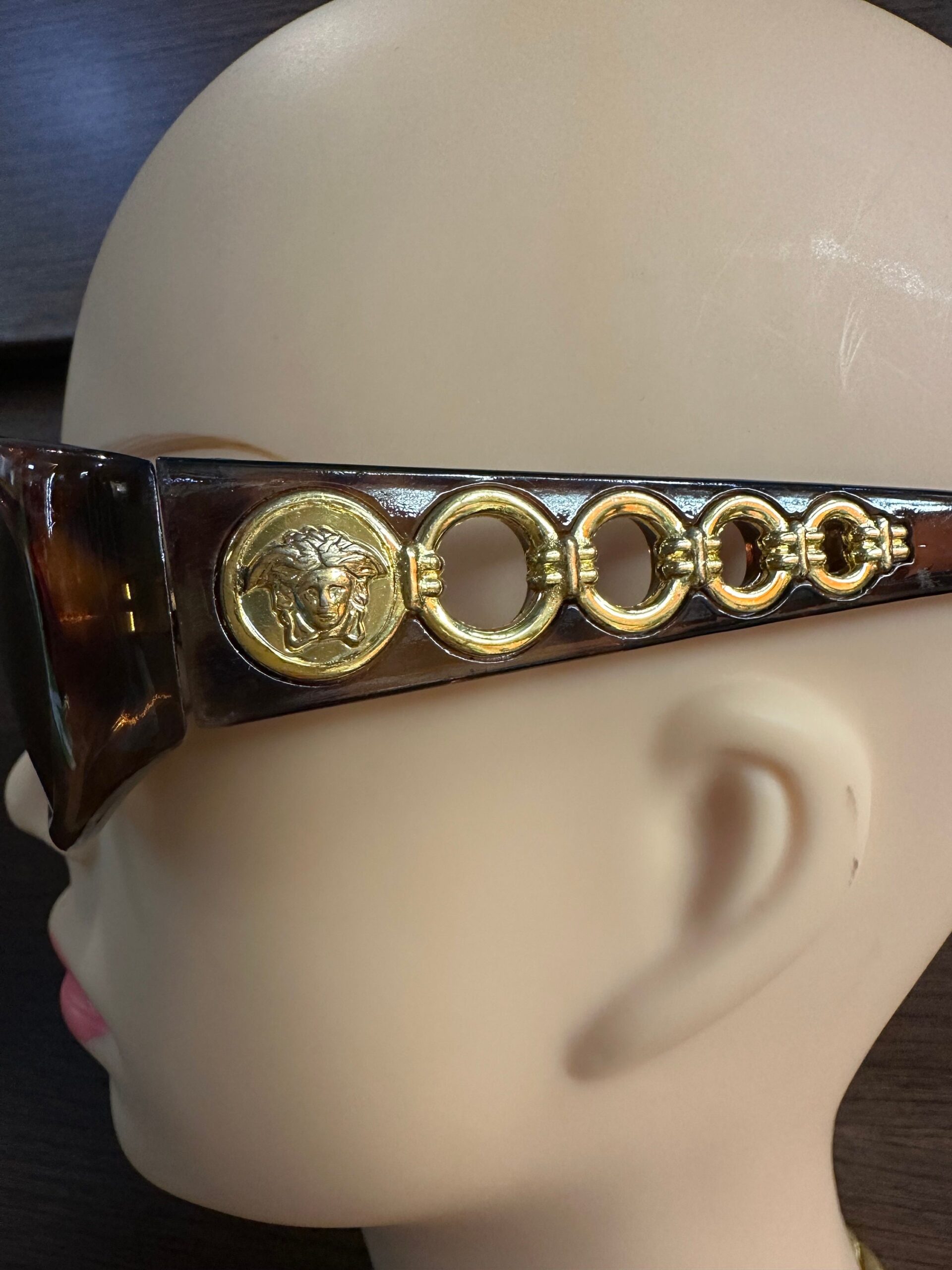 80s Vintage sun glasses Versace Medusa/Versace sunglasses/Design Luxury sun glasses Versace Gold Medusa/Brown glasses Versace - immagine 10