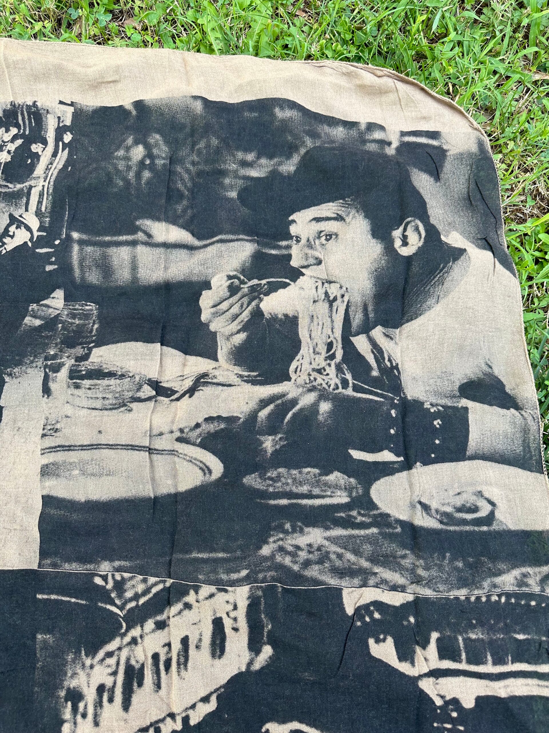 90s Vintage scarf Poster Cinema Oscar/Black beige scarf cotton/Cotton scarf Cinema Oscar - immagine 7