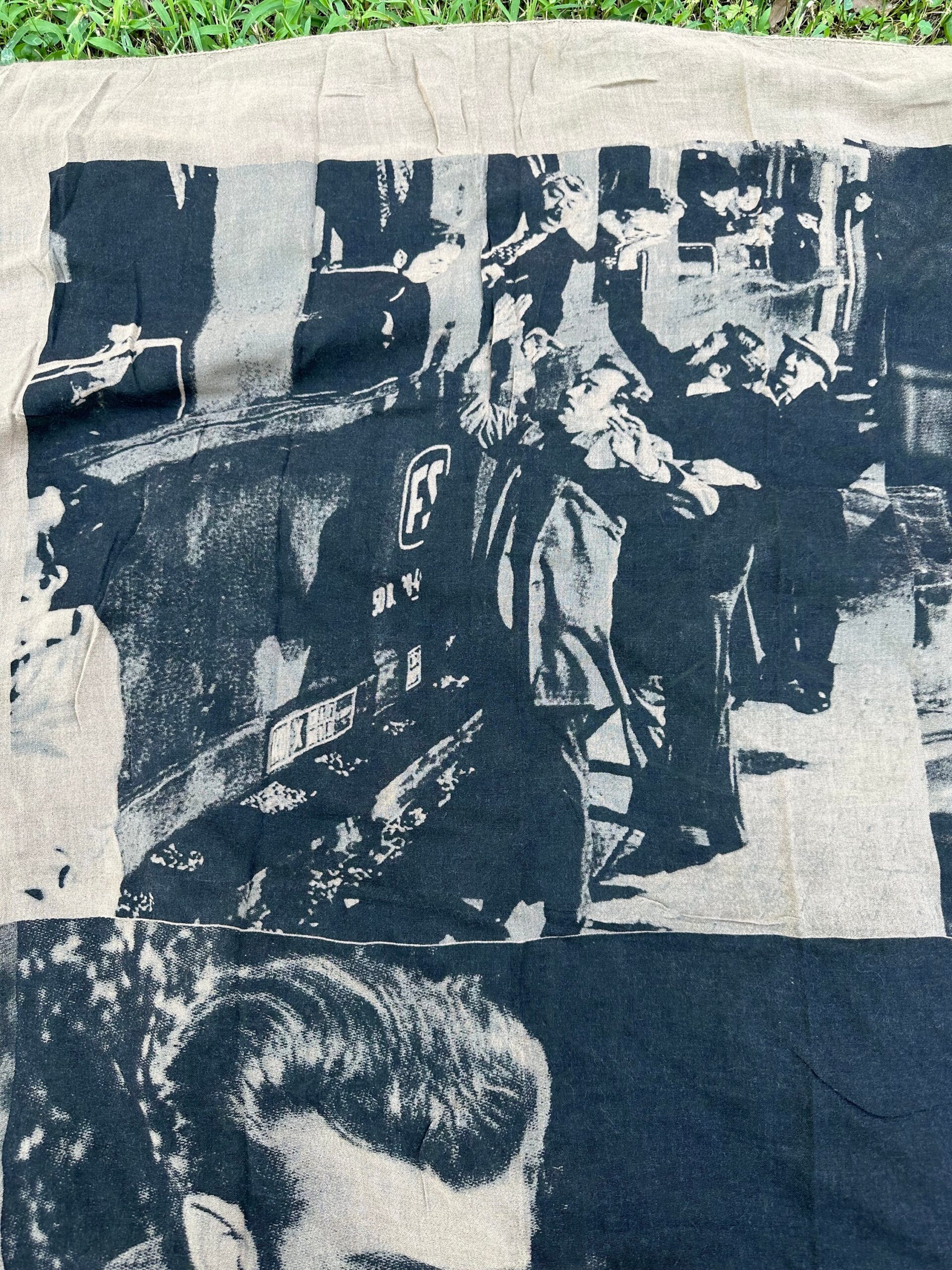90s Vintage scarf Poster Cinema Oscar/Black beige scarf cotton/Cotton scarf Cinema Oscar - immagine 8