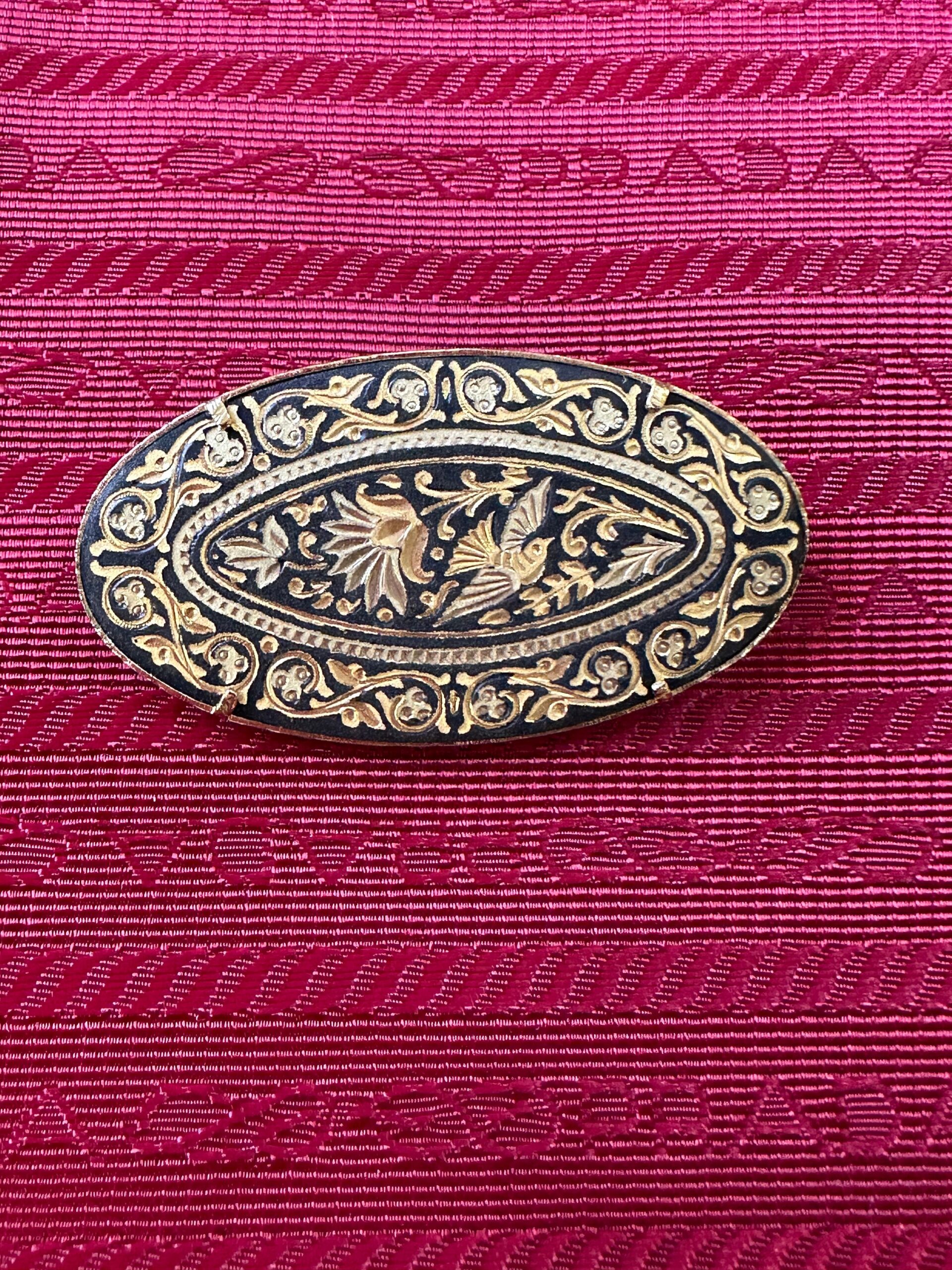 60s Vintage brooch Damasquinado Toledo/Gold brooch bird Toledo/Bijouterie Brooch bird Toledo/Damascena brooch Spain - immagine 4