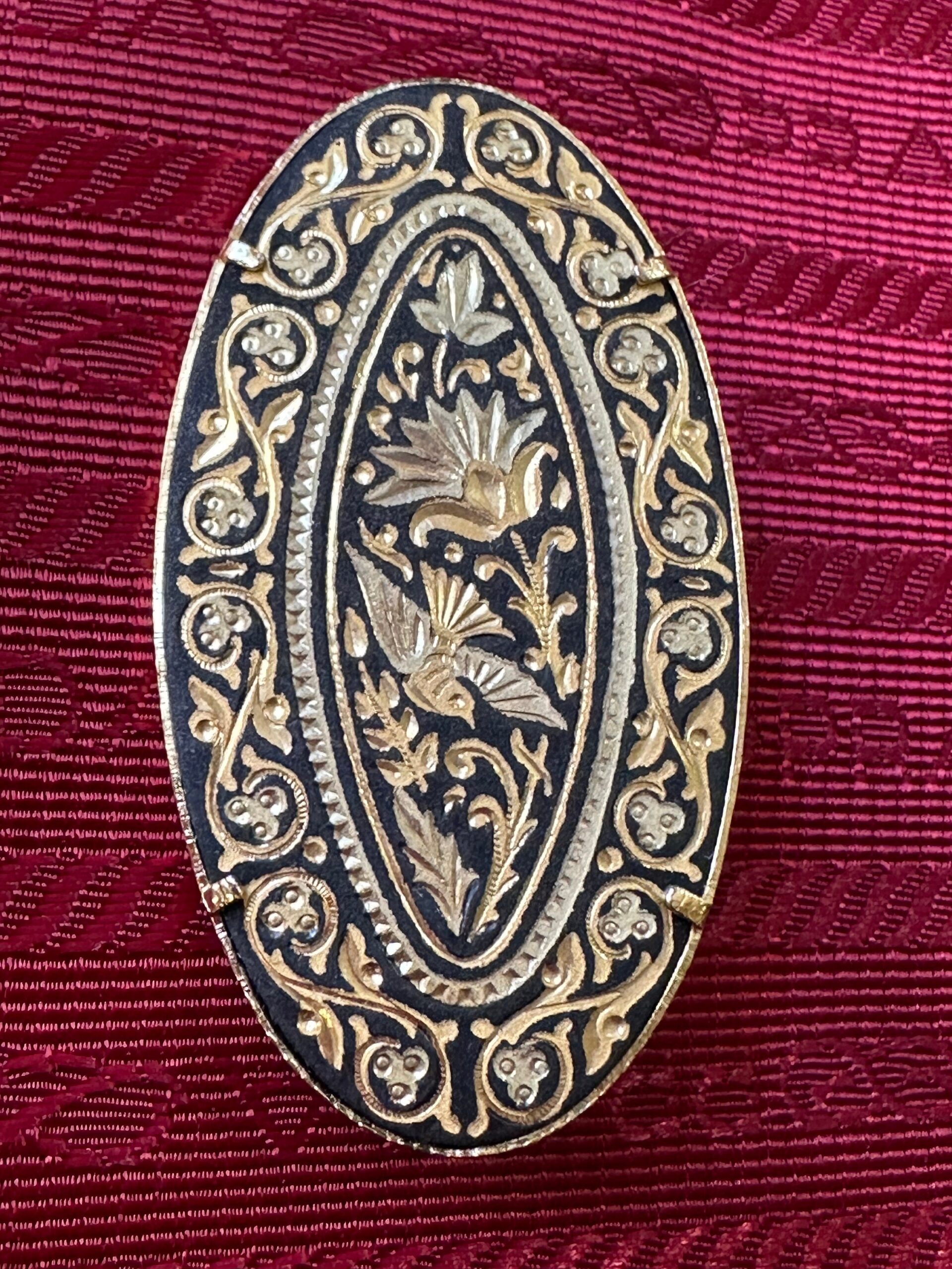 60s Vintage brooch Damasquinado Toledo/Gold brooch bird Toledo/Bijouterie Brooch bird Toledo/Damascena brooch Spain - immagine 6