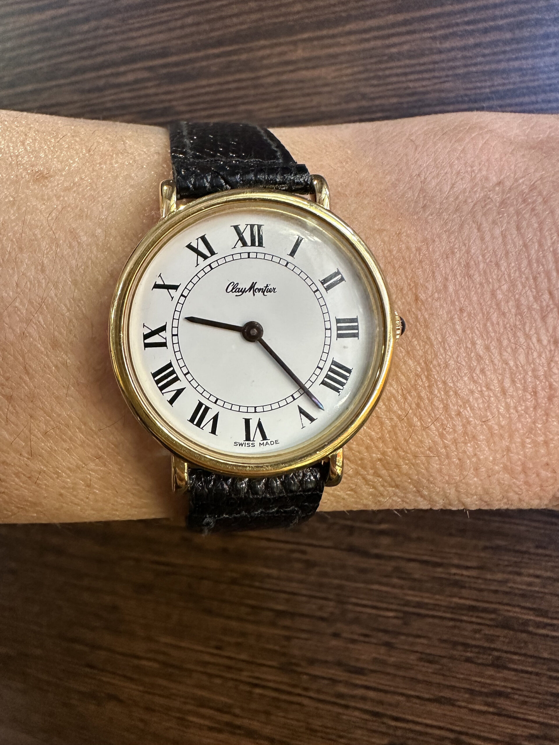 80s Vintage watch Clay Montier Swiss/Wrist Watch mechanical Swiss Clay Montier/Gold watch Steel unisex/Wrist watch Clay Montier Swiss - immagine 8