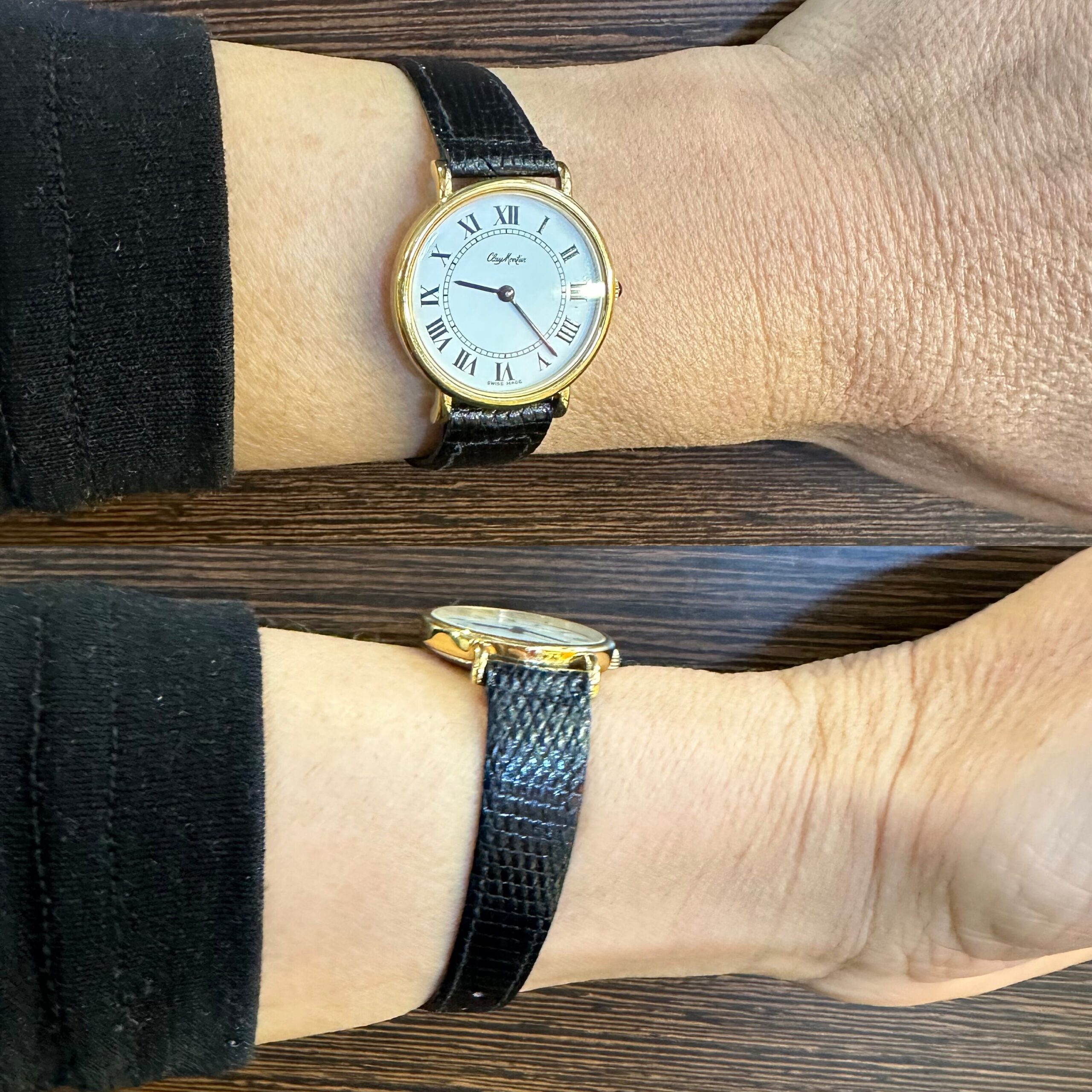 80s Vintage watch Clay Montier Swiss/Wrist Watch mechanical Swiss Clay Montier/Gold watch Steel unisex/Wrist watch Clay Montier Swiss - immagine 9