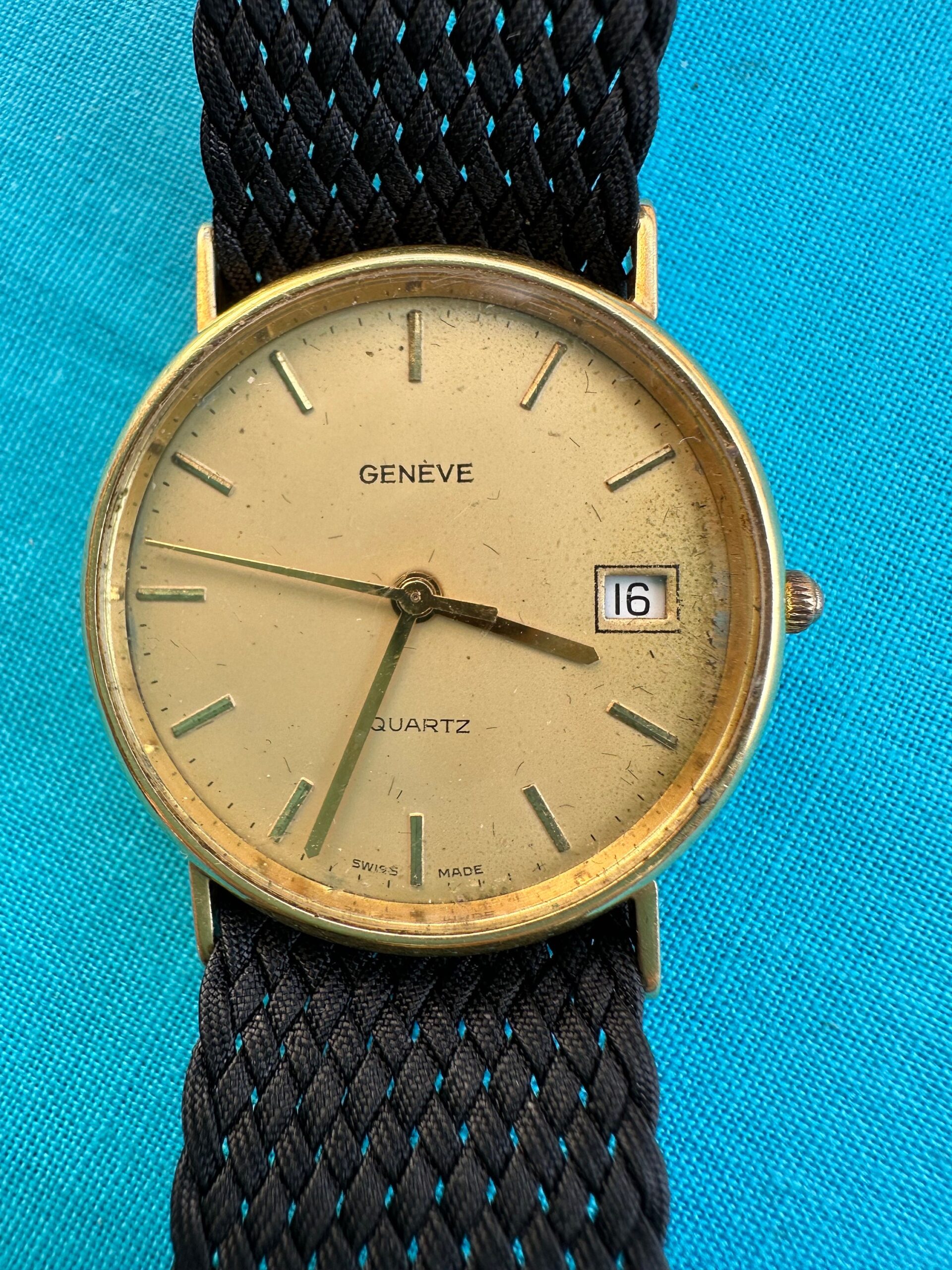 80s Vintage Gold watch Geneve Swiss/Geneve watch Gold 750/Geneve Swiss wristwatch/Rare watch gold Geneve - immagine 6