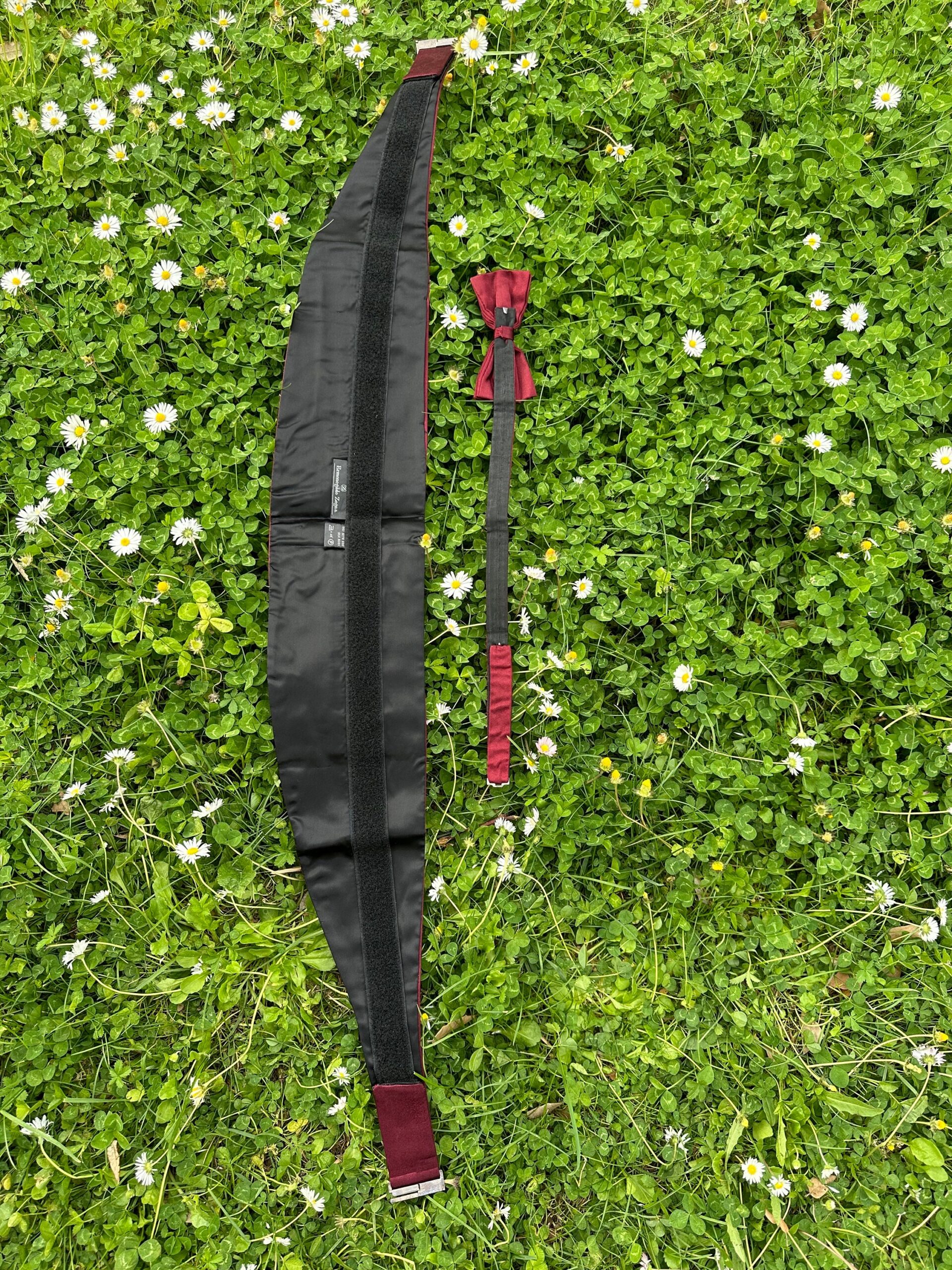 80s tuxedo headband bow tie Ermenegildo Zegna/Bordeaux tuxedo headband silk/Smoking band bow tie Ermenegildo Zegna/Sash - immagine 3