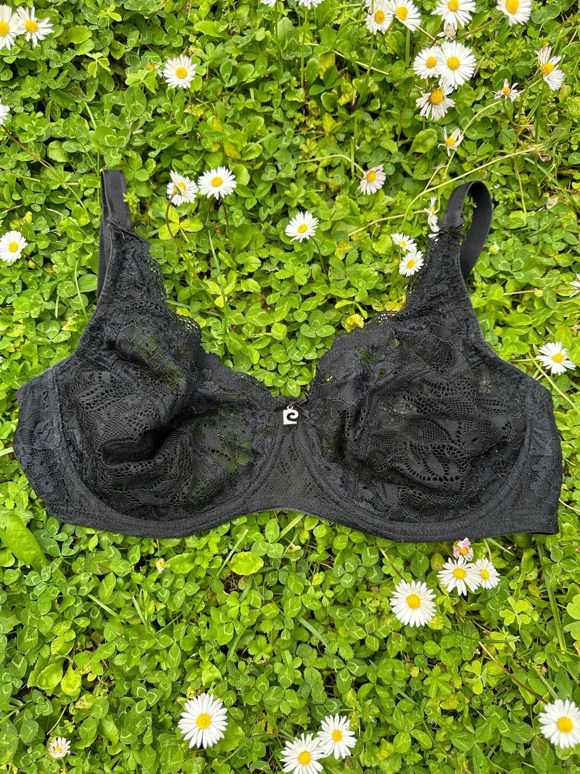 90s Vintage bra Pierre Cardin/Noir bra lace nylon/Rare bra Design Pierre Cardin/Rare bra Pierre Cardin black - immagine 9