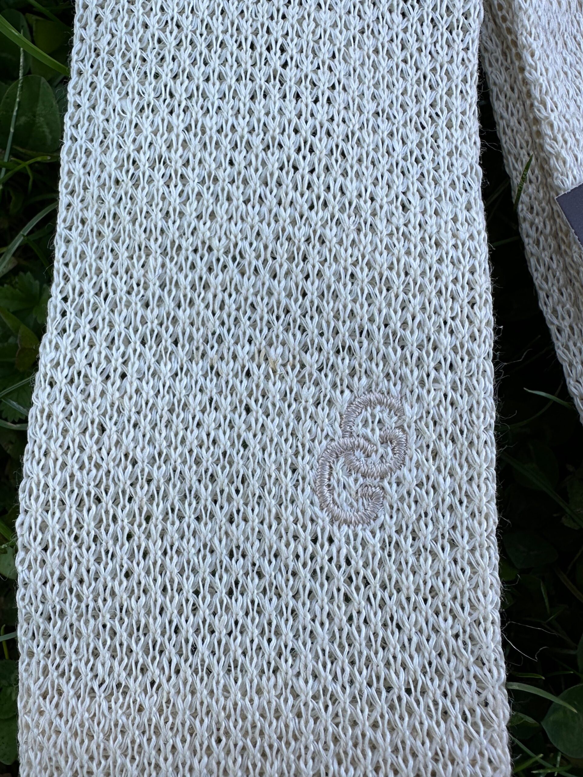 90s Vintage tie Givenchy Gentleman Paris/Ivory linen tie/Design rare tie Givenchy/Givenchy vintage linen tie/Linen tie Givenchy - immagine 3