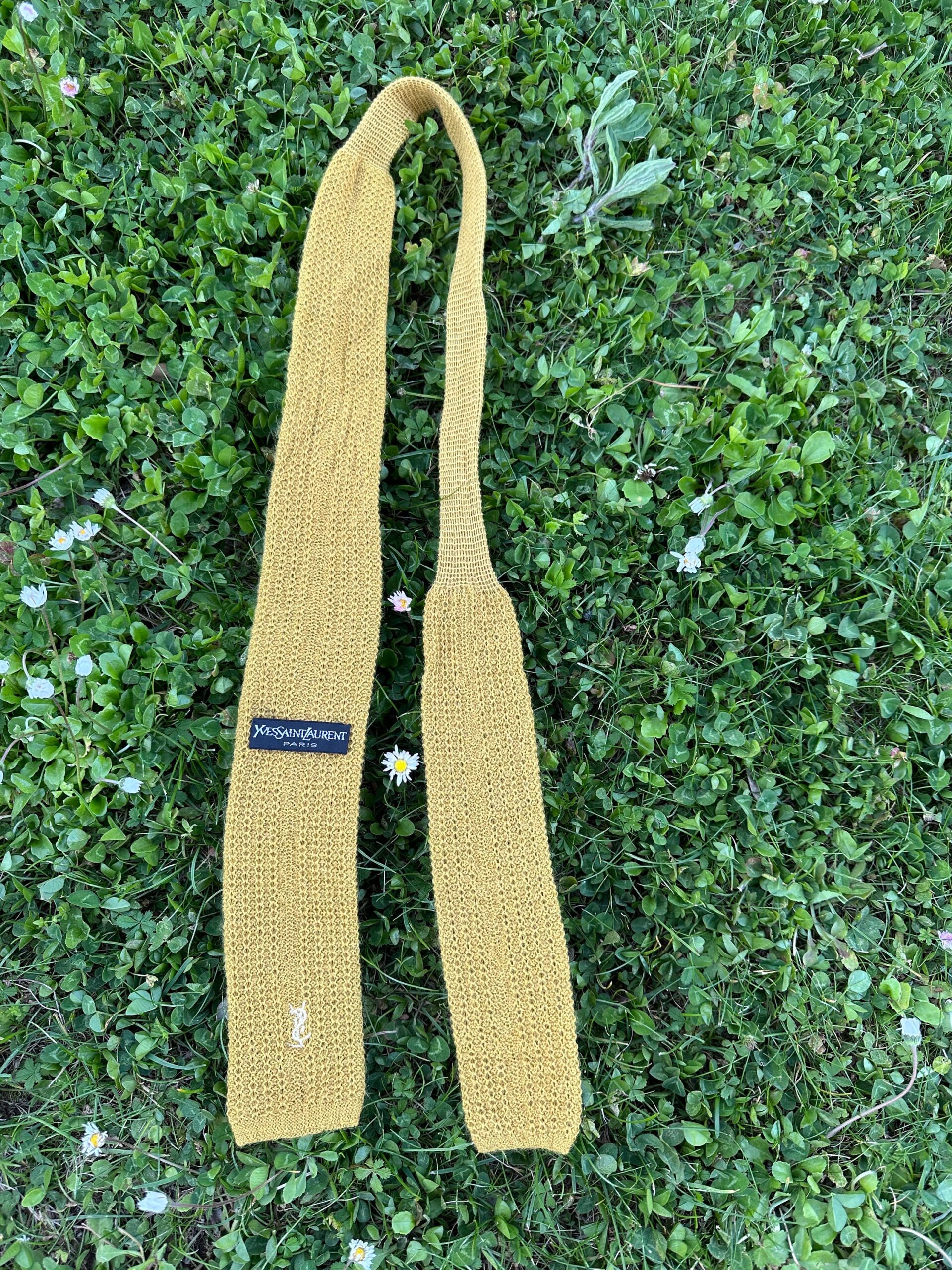 80s Luxury tie Yves Saint Laurent Paris/Mostard tie wool/YSL tie/Vintage wool tie/Design rare wool tie YSL - immagine 4
