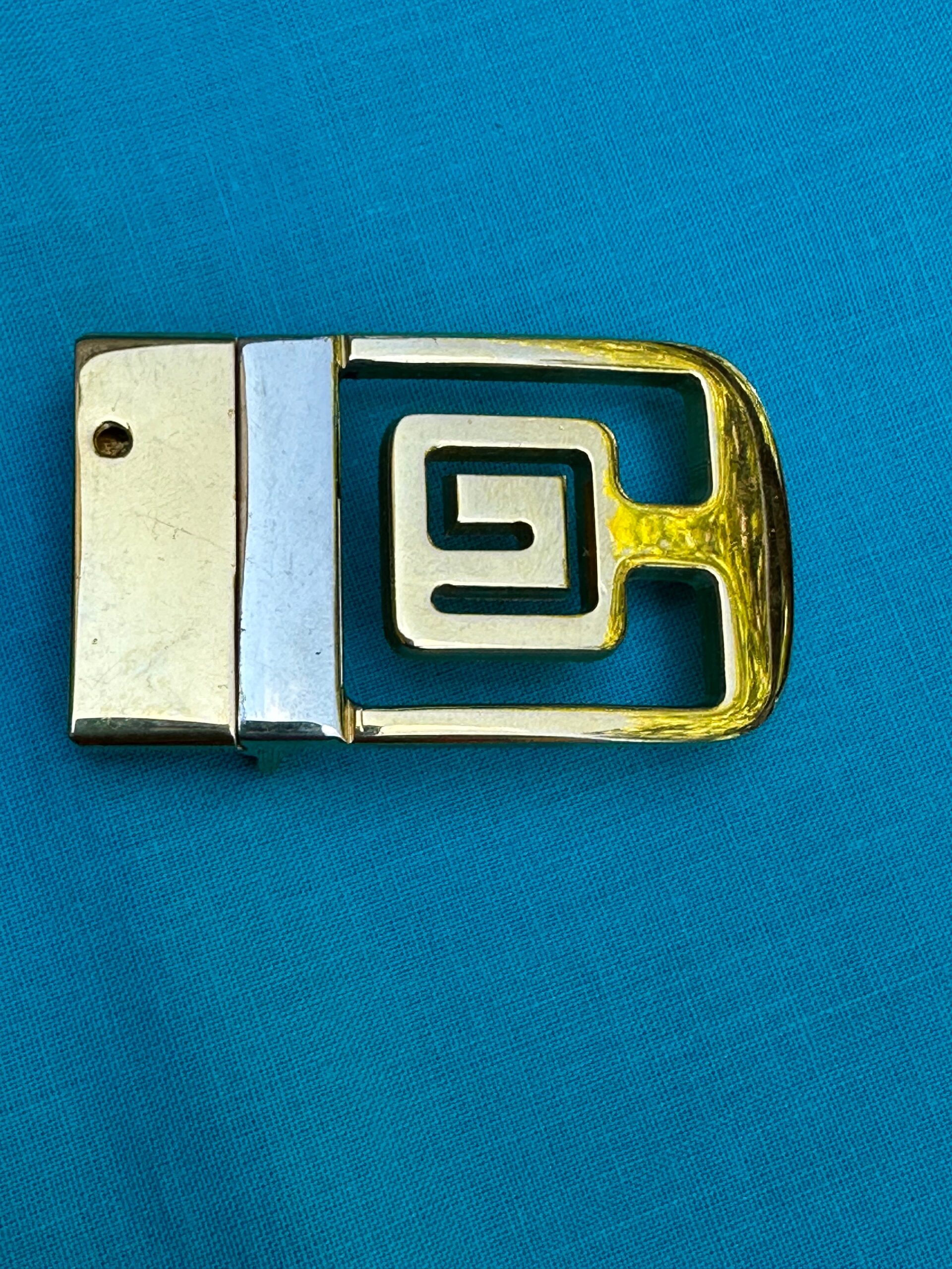 80s Vintage buckle Givenchy for belt/Gold silver buckle belt/Design rare buckle for belt Givenchy/Vintage gold Givenchy buckle - immagine 3