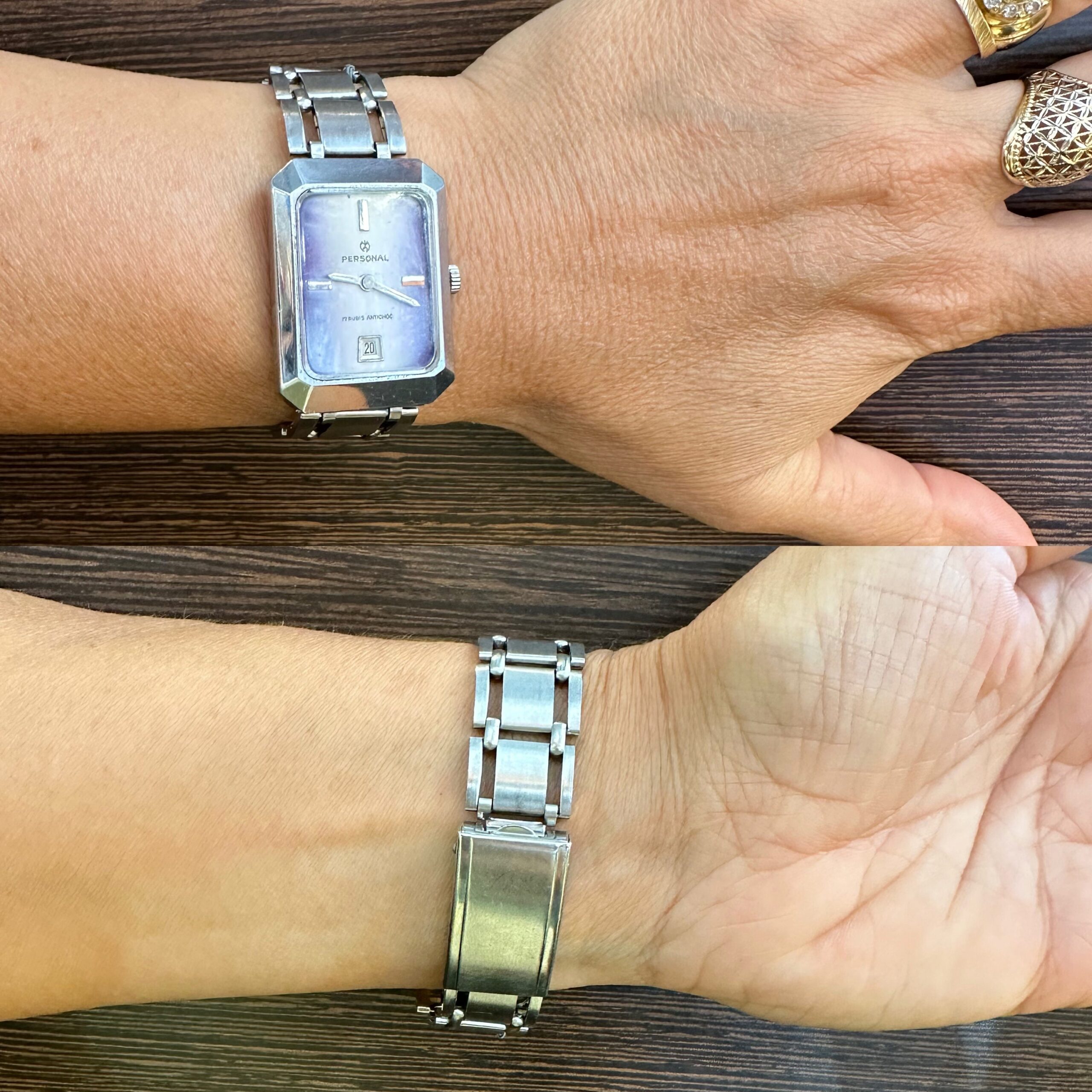 80s Vintage wrist watch Personal 17 Rubiss Antichoc/Silver watch metal/Personal wrist watch - immagine 9