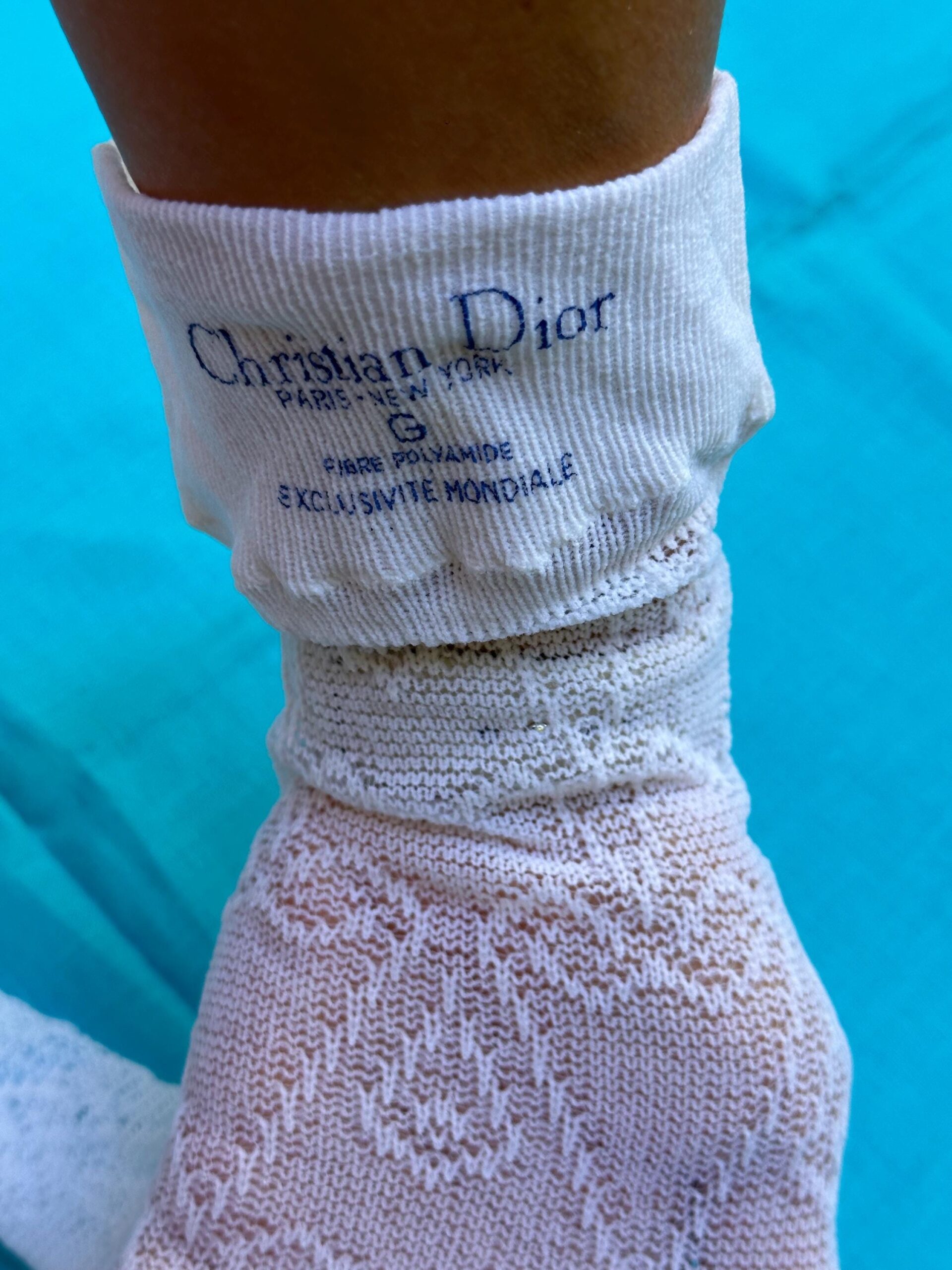 1970s Vintage stockings Christian Dior Paris/White stockings/Rare Design stockings white/Long stockings Christian Dior Capri - immagine 8