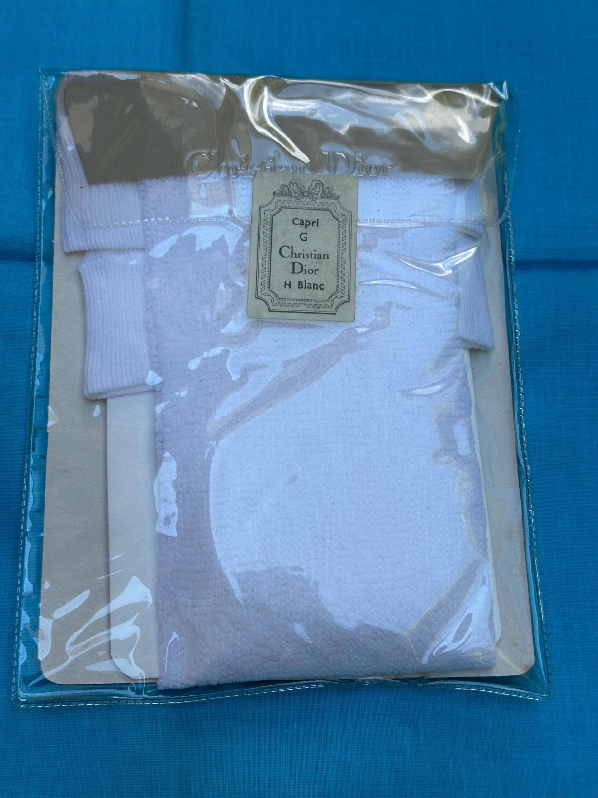 1970s Vintage stockings Christian Dior Paris/White stockings/Rare Design stockings white/Long stockings Christian Dior Capri - immagine 2