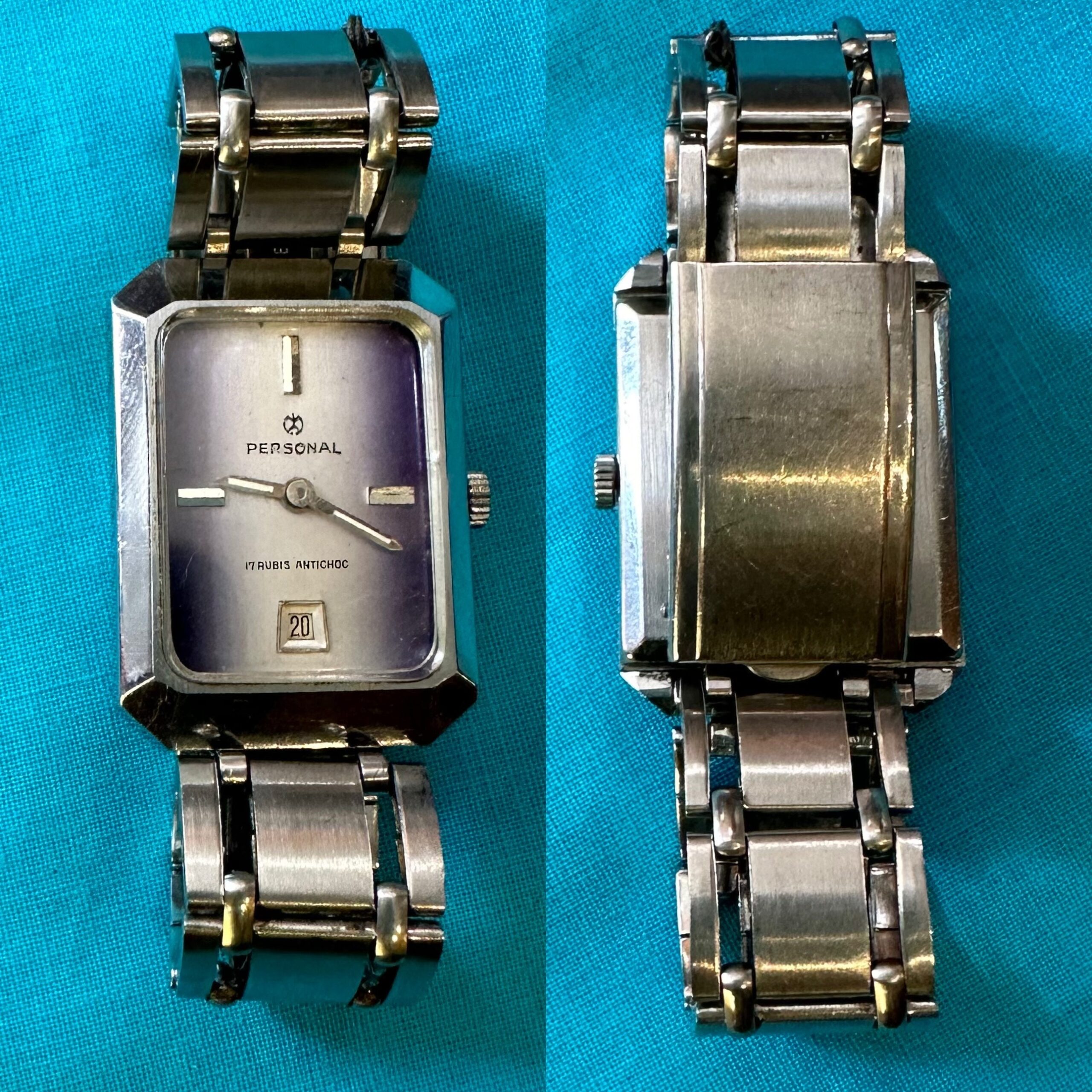 80s Vintage wrist watch Personal 17 Rubiss Antichoc/Silver watch metal/Personal wrist watch - immagine 2