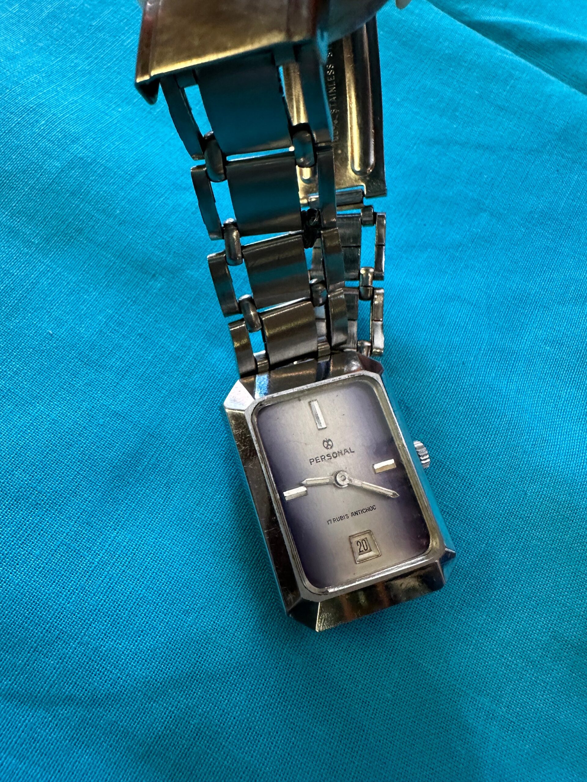 80s Vintage wrist watch Personal 17 Rubiss Antichoc/Silver watch metal/Personal wrist watch - immagine 7