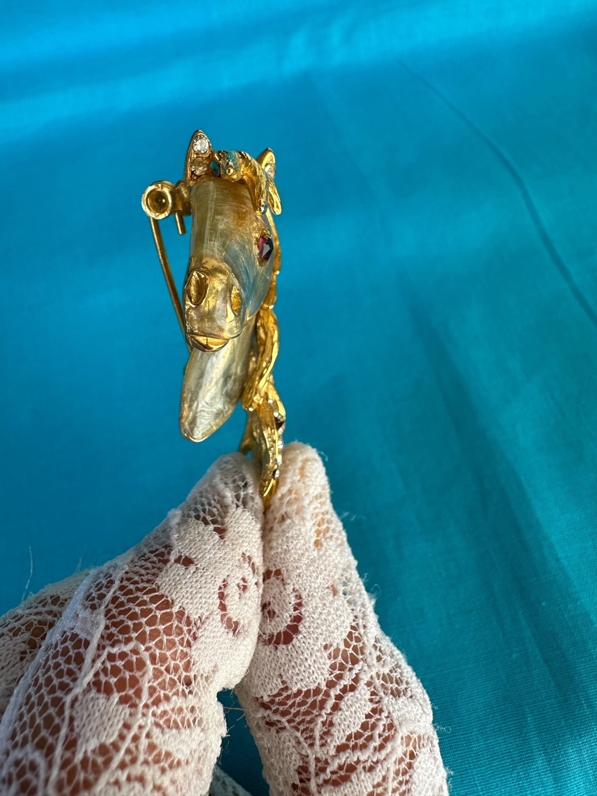 60s Vintage brooch horse/Horse brooch/Rare brooch horse/Vintage brooch/Gold silver brooch metal/Rare horse head - immagine 8