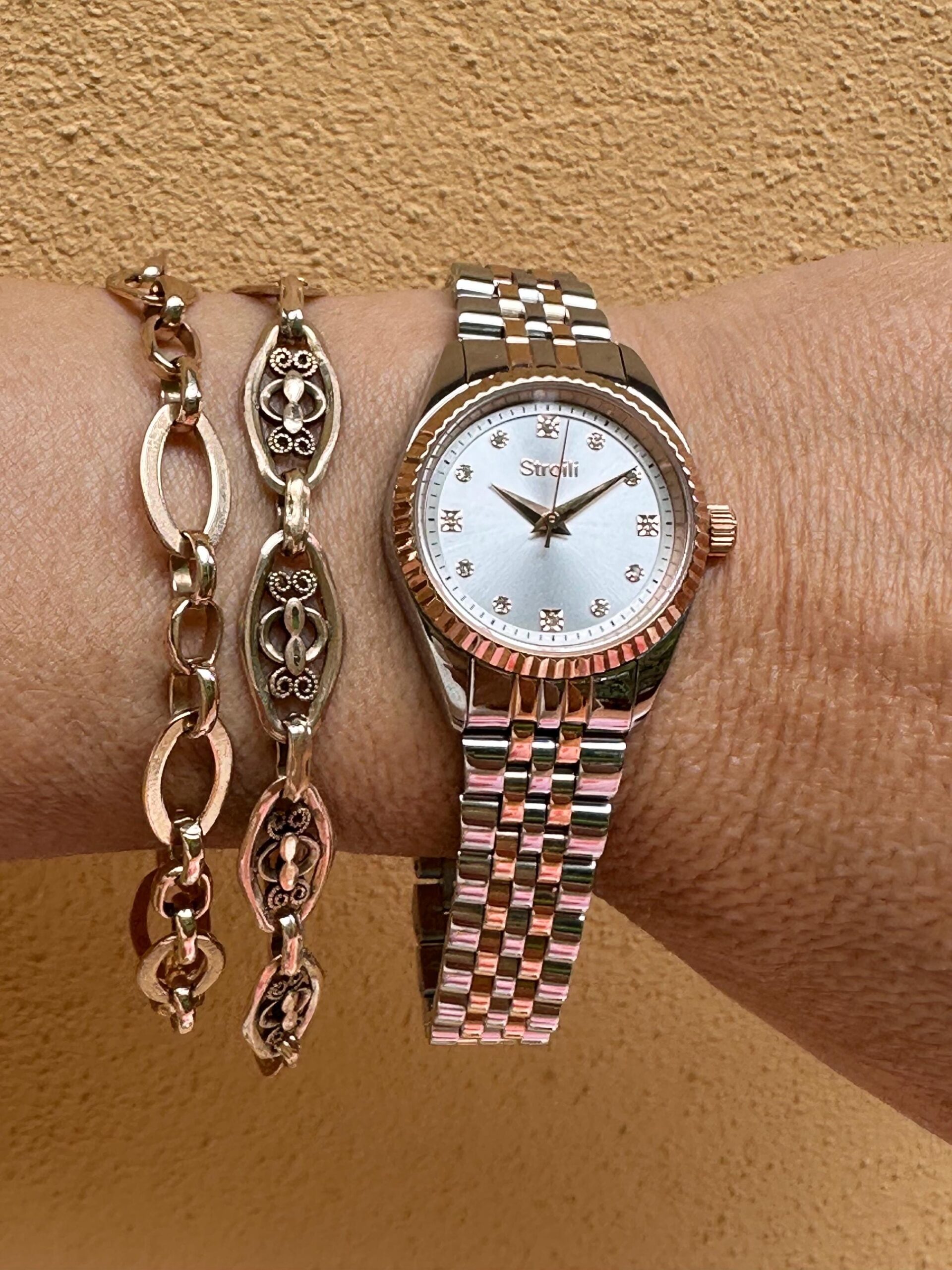 Wrist watch Stroili Gioielli Collection Positano/Luxury watch rhinestone/Wrist watch Stroili Gioielli/Silver gold watch with Swarovski - immagine 9