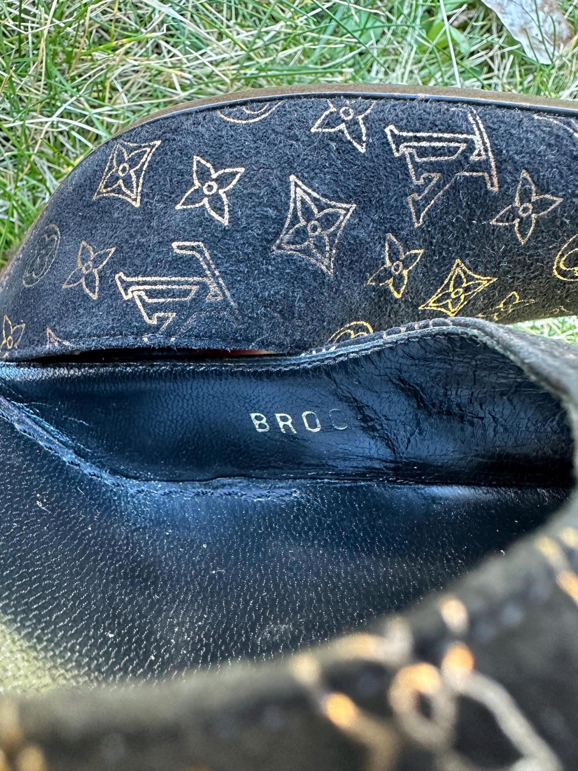 90s Vintage authentic LV decollete/Black gold chamois decollete/LV shoes/Louis Vuitton decollete design/Rare Louis Vuitton decollete - immagine 6